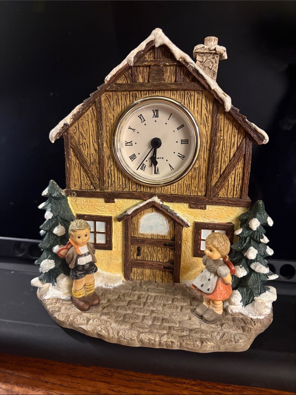 Goebel Sweetheart Cottage Clock with Children Figurines